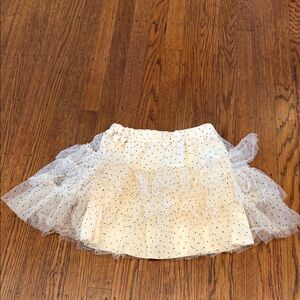 Habitual Cream with Black Polka Dots Tulle Mini Skirt - Girls 10